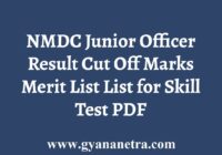 NMDC Junior Officer Result Cut Off
