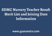 SDMC Nursery Teacher Result Merit List