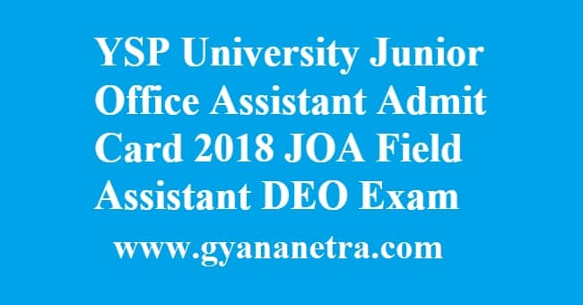 YSP University Junior Office Assistant Admit Card