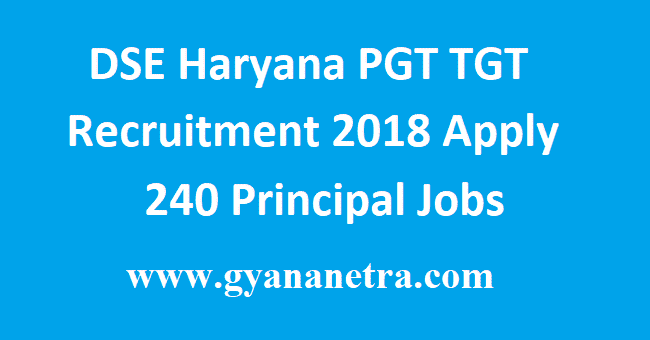 DSE Haryana PGT TGT Recruitment