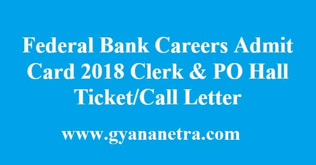 Federaal Bank Careers Admit Card