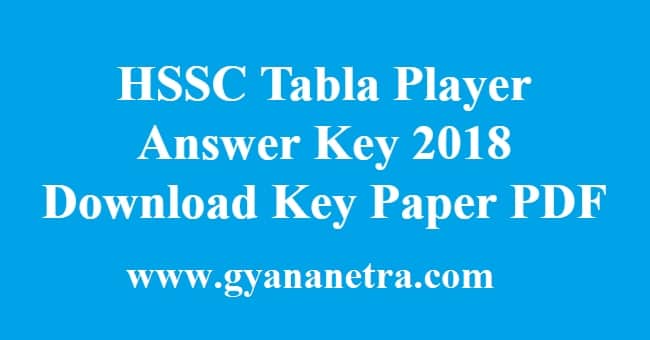 HSSC Tabla Player Answer Key