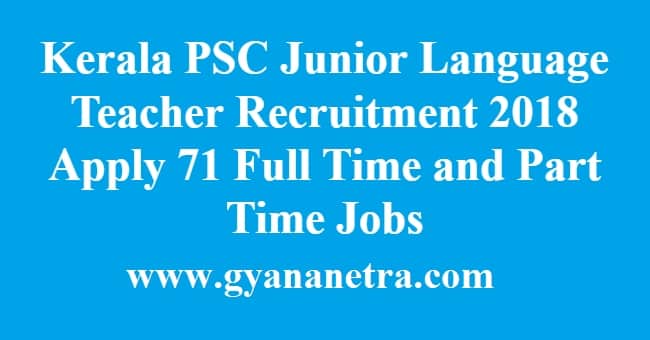 Kerala PSC Junior Language Teacher Recruitment