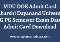 MDU DDE Admit Card Semester Exam Date
