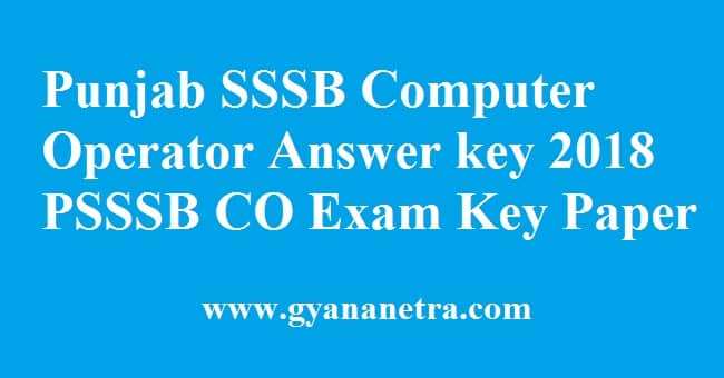 Punjab SSSB Computer Operator Answer key