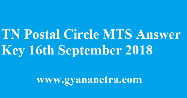 TN Postal Circle MTS Answer Key 16th September 2018