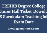 TREIRB Degree College Lecturer Hall Ticket Exam Date