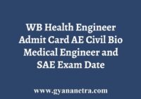 WB Health AE SAE Admit Card