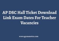 AP DSC Hall Ticket Download Link Exam Dates