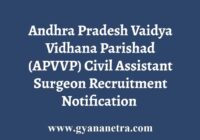 APVVP Civil Assistant Surgeon Notification