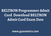 BELTRON Programmer Admit Card Exam Date