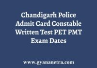 Chandigarh Police Constable Admit Card