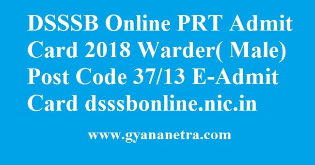 DSSSB Online PRT Admit Card