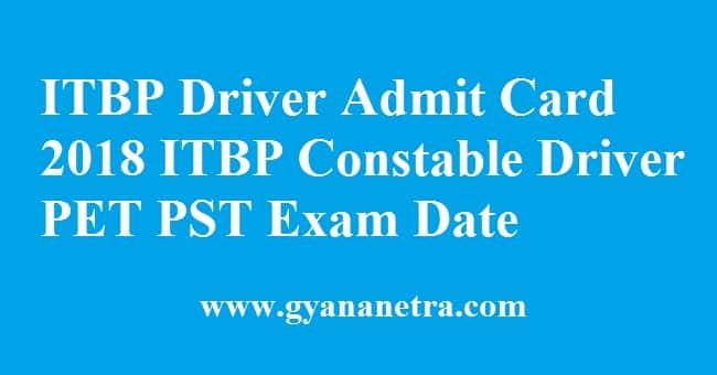 ITBP Driver Admit Card