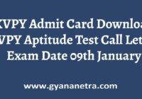 KVPY Admit Card Aptitude Test