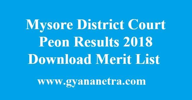 Mysore District Court Peon Results