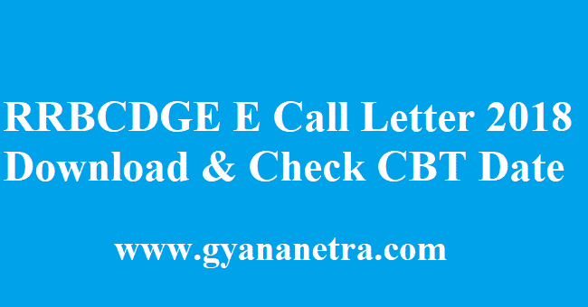 RRBCDGE E Call Letter 2018