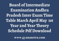 AP Inter 1st 2nd Year Time Table