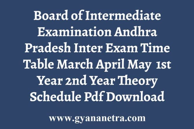 AP Inter 1st 2nd Year Time Table