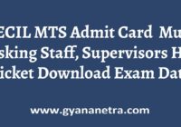 BECIL MTS Admit Card Supervisor Exam Date