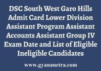 DSC South West Garo Hills Admit Card Exam Date