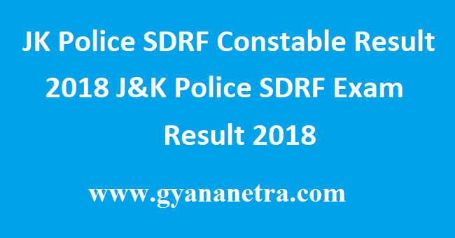 JK Police SDRF Constable Result