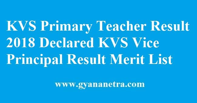 KVS Primary Teacher Result
