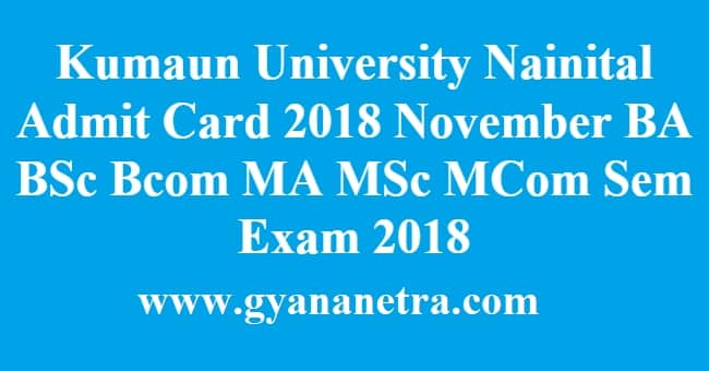 Kumaun University Nainital Admit Card