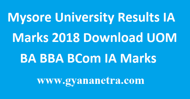 Mysore University Results IA Marks