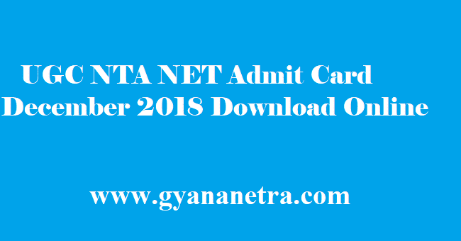 NTA NET Admit Card 2018