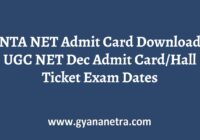 NTA NET Admit Card Exam Date