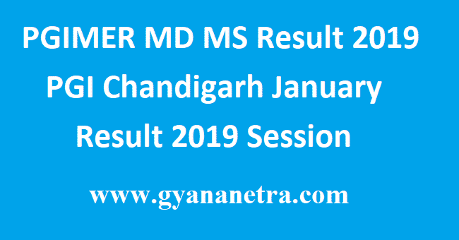 PGIMER MD MS Result 2019