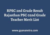 RPSC 2nd Grade Result Merit List