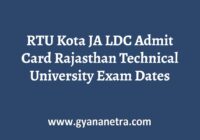 RTU Kota JA LDC Admit Card Exam Date