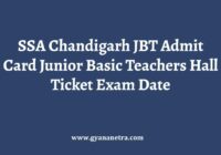 SSA Chandigarh JBT Admit Card Exam Date