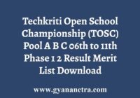 Techkriti Open School Championship TOSC Result