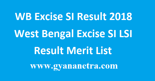 WB Excise SI Result 2018