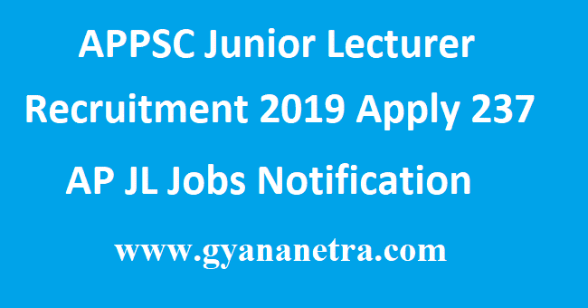 APPSC Junior Lecturer Recruitment 2019
