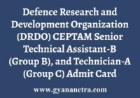 DRDO CEPTAM Admit Card Download