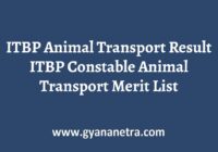 ITBP Animal Transport Result Merit List