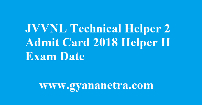 JVVNL Technical Helper 2 Admit Card