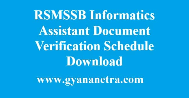 RSMSSB Informatics Assistant Document Verification