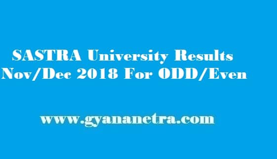 SASTRA University Results 2018