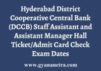 Hyderabad DCCB Exam Hall Ticket