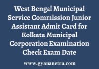 KMC JA Admit Card Exam Date
