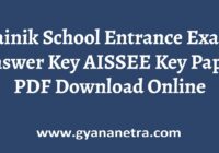 Sainik School Entrance Exam Answer Key