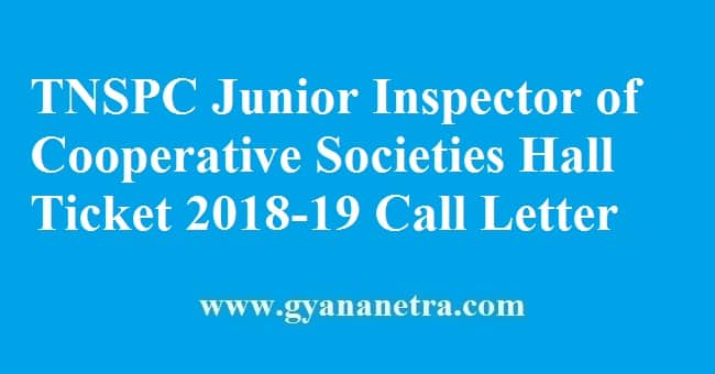 TNSPC Junior Inspector of Cooperative Societies Hall Ticket