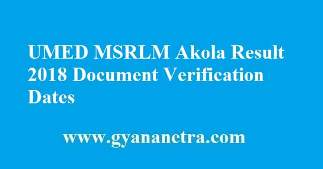 UMED MSRLM Akola Result 2018