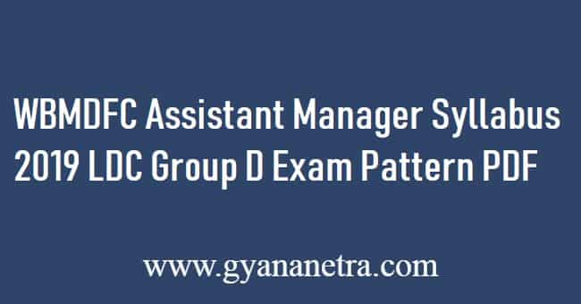 WBMDFC Assistant Manager Syllabus 2019