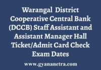 Warangal DCCB Exam Hall Ticket